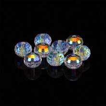 50pcs Aurora Iridescent Faceted Glass Beads For DIY Bracelets, Necklaces, Jewelry Accessories, DIY Holiday Gifts