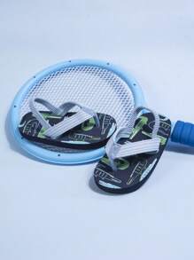 1 Pair Blue Cartoon Crocodile Flat Fashion Beach Style Simple Comfortable Slip-On Sandals, Suitable For Summer (Pattern Randomly Selected)