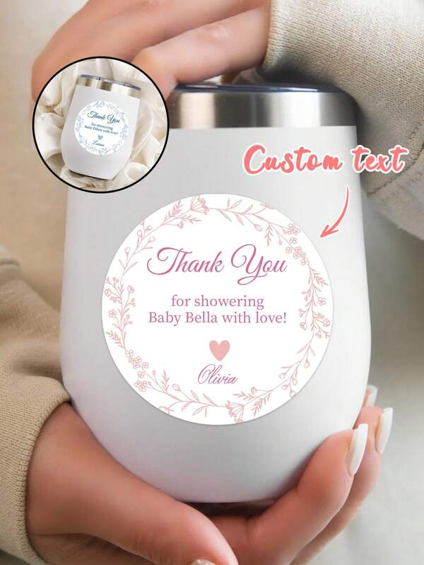 Pegatinas personalizadas redondas de agradecimiento, pegatinas personalizadas de agradecimiento con nombre, fecha, para recuerdos de fiesta de novia, pegatinas personalizadas de agradecimiento florales para niña, etiquetas personalizadas redondas de recuerdos para bolsas de regalo, sellos para celebraciones, bautizo