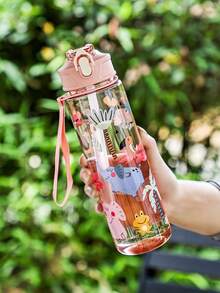 4 Color Options! 1pc 750ml Lion, Unicorn Cartoon Water Bottle, Toddler Anti-Spill Straw Cup, Kindergarten Drinking Cup, Large Capacity Portable Leak-Proof Straw Cup For Kids, Summer Sports Water Bottle - Multicolor - View 9