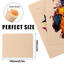 10 miếng da giả để tập xăm, dùng cho máy xăm, kích thước 5.5*4 inch, dùng để vẽ đường nét và họa tiết nhỏ. - Màu be - Xem 5