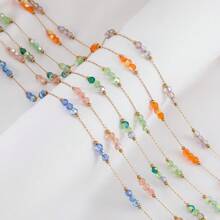 1 متر سلسلة من الخرز الملون البلوري من الفولاذ المقاوم للصدأ، مناسب لصنع المجوهرات DIY ، للعقود والأساور