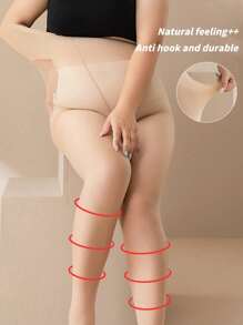 1 Peça Meia-calça Plus Size de Cor Sólida, Meia-calça Ultrafina Modeladora Adequada para a Vida Diária, Meias Básicas Confortáveis, Levantamento de Quadris e Leggings Elásticas, Novas Meias Femininas Antideslizantes, Collants