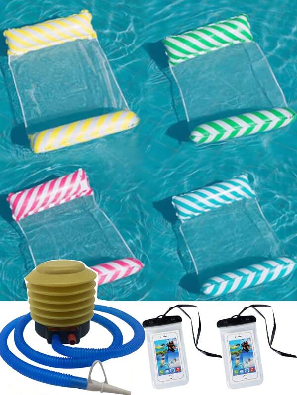 3 piezas Hamaca de agua plegable, silla flotante, colchón inflable para piscina, silla de agua para fiestas, hamaca flotante de verano, silla flotante para actividades acuáticas, colchoneta inflable para playa, accesorios de playa