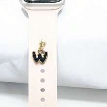 1pc Diamond Encrusted 26 English Letter Charm, Suitable For Silicone Watch Band Decoration