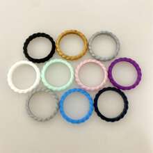 Conjunto De 3 O 10 Anillos De Silicona Trenzada Delgados Para Mujeres, Diseño Deportivo Y Flexible