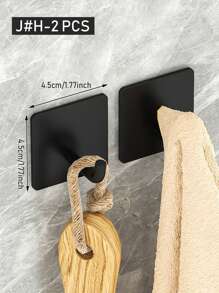 1/2/4 Pcs Square Adhesive Hooks, Wall Mounted Towel Hooks Without Drilling, Hanging Hooks Racks, Shower Clothes Hanger, Home And Apartment Essential, Bathroom & Kitchen Organization And Storage