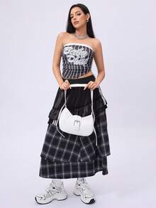 DareSee 时尚黑棕色系带厚底女式运动鞋，百搭风格，适合音乐节、Y2K 节、返校季、秋季、圣诞节、冬季等场合，是理想的圣诞礼物之选。 - 白色 - 查看 4