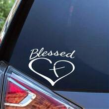 Show Your Faith With This Stylish Heart And Cross Decal Sticker For Cars, Trucks, And Laptops! - White - View 1