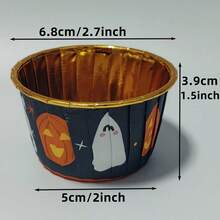 Cakegiugiu Moldes para cupcakes de estilo Halloween, 3.5 Oz 25/50/100 piezas Moldes desechables para magdalenas con tapas, Moldes desechables para cupcakes con tapas, Moldes para hornear, Moldes para cupcakes, Pequeños moldes para hornear, Moldes para cupcakes de Hipopótamo de fiesta, Perfectos para Halloween - Negro - Ver 3