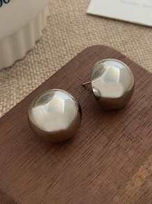2 pares de pendientes de aro con bola semirredonda brillante, estilo simple y versátil de uso diario de moda europeo-americano para mujeres
