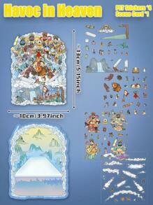 5packs Multiple Cute Cartoon V9 Themed Charming Miniature World 3D Landscape Scene Stickers DIY Transparent Stickers Suitable For Holiday Gift DIY Room Decor Leisure Time Stickers Collections Choice For Killing Time Fun Time