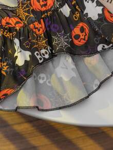 夜光宠物猫狗万圣节服装，夜光创意宠物连衣裙 - 黑色 - 查看 8