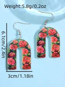 1 par de aretes colgantes acrílicos con diseño de flor y forma de herradura, elegantes, de alta gama, exquisitos, únicos y coloridos, adecuados para el atuendo diario de la mujer, festivales y fiestas