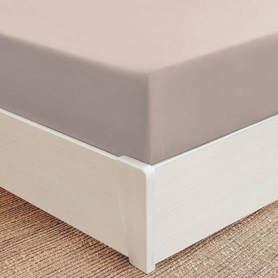 Mellanni King Fitted Sheet - Iconic Bedding Sheets With Up To 16 Inch Deep Pocket - Soft & Cooling - Fade & Stain Resistant - 1 PC (King, Light Blue) - 1872 Tan - View 1