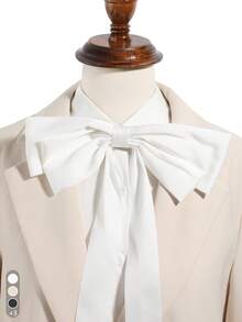 1 件女士休闲优雅纯色领结装饰可拆卸假领，适合派对、宴会、晚礼服、舞台表演