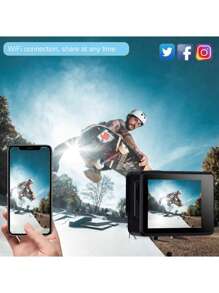 4K HD Sports Camera, Dual Screen Ultimate Experience With Rechargeable Battery, 32GB Memory Card And 170° Wide Angle Lens, Protective Case Included - Capture Your Adventures In Stunning Clarity And Detail, Extreme Sports, Modern Camera, Reliable Construction, Action Camera, Content Creators, Travel Vlogging, Compact Design, Highquality Lens, Adventure Seekers(Equipped With A 1050mAh High-Capacity Battery)