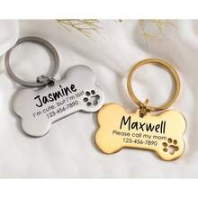 Double-Sided Customized Pet Collar Label, Pet Label With Address/Phone Number, Hollow Claw Bone Dog Tag, Personalized Dog Tag, Customized Dog Tag, Collar Label, Dog Name Label, Unique Pet Tag,Pet Supplies,2025 Halloween Accessories,Personalised Cat Dog Puppy Pet ID Name Pendants