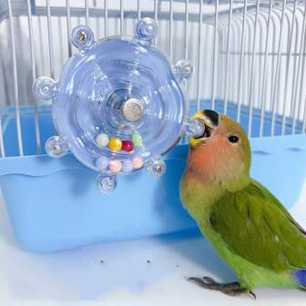 2 piezas Disco volador de loro, juguete giratorio antiestrés colorido con diseños de peonía y fénix, juguete divertido para masticar para aves domésticas