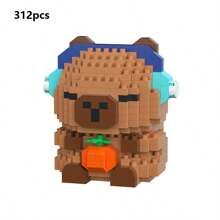 1 Set de talla grande de 400 piezas de bloques de construcción con diseños lindos de Capibara para adultos, serie de animales DIY, regalo para cumpleaños/Día del Padre/boda, decoración de escritorio, alivio de presión y estrés, exhibición en el hogar/oficina