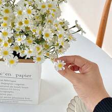 1 ramo de 6 piezas de flores artificiales de margarita de manzanilla, decoración para el hogar, sala de estar y mesa del comedor