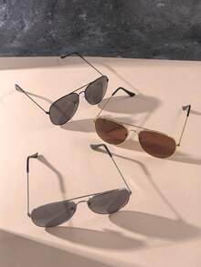 3 件装儿童时尚金属框时尚眼镜 - 彩色 - 查看 3