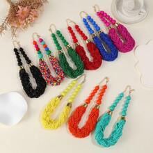 BMOR 3-teiliges Set mehrschichtiger Perlen Schmucksets, Boemischer Übertreibungs-Vintage-Ohrringe für Frauenschmuck