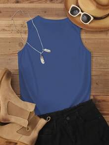 定制女式背心，添加您的文字，选择您喜欢的颜色和字体，设计您自己的个性化印花短袖 T 恤，周年纪念礼物，情人节，定制礼物，情人节，定制女式上衣，送给女朋友/家人的礼物，母亲节礼物，生日礼物，结婚礼物等。文字定制，上衣，女式上衣文字印花女式背心，定制女式上衣，定制夏季女式短款上衣 - 霧霾藍 - 查看 6