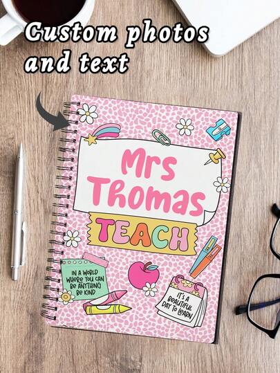 Customized Personalized Teacher Notebooks. Name Customization, Customized Spiral Grid Line Notebooks For Teachers, Teacher Gifts, Gifts For The First Day Of School, Teacher Appreciation Gifts, Student Back-To-School Gifts., School Supplies,Back To School,Christmas Gift Supplies
