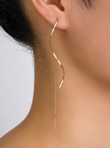 Tkool 1 Pair Elegant S-Shaped Minimalist Tassel Earrings, Luxury Gift Jewelry For Women