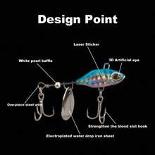 金属振动鱼饵漩涡旋转7克10克14克旋转亮片淡水硬饵振动旋转勺适用于梭鲈