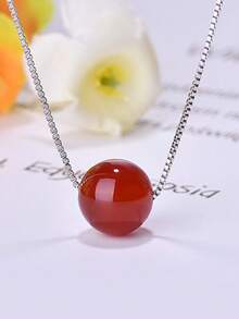 天然玉石软玉如玉通玛瑙水晶项链配 S925 银链，奢华女士配饰护身符吊坠，结婚周年纪念礼物（带链） - 彩色 - 查看 16