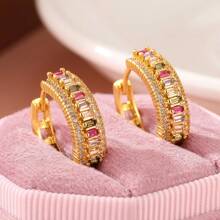 1 Paar wunderschöne kubische Zirkonia Creolen für Frauen für Hochzeit Verlobung Jahrestag Schmuck Valentinstag Geschenk