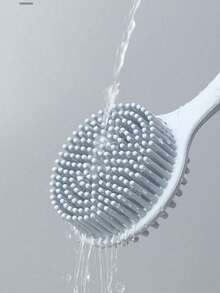 长柄硅胶背刷，蓝色/灰色/粉色，适用于按摩、沐浴、身体磨砂 - 彩色 - 查看 3