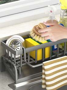 1pc Multifunctional Kitchen Sink Organizer Rack, Can Hang Cleaning Cloth, Store Cleaning Tools, Optimize Storage Space, Suitable For Kitchen & Bathroom, Practical Small Gift For Friends, Wife And Parents, Can Hold Sink Cleaning Cloth, Countertop, Dishwashing Liquid And Rags. - Multicolor - View 5