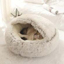 Soft Warm Long Plush Pet Bed Enclosed Round Cat Cushion Comfortable Sleep Bag Cat Nest Kennel For Small Pet Cat Nest