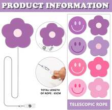 8Pcs Flower Smile Face Badge Reel With Clip Retractable Cord Pink Purple Floral ID Badge Reel Hippie Name Tag Badge Holder For Office Nurse Teacher Favor - Màu tím - Xem 6