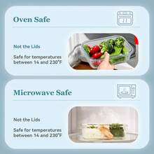 LugoBox 8pcs Glass Food Storage Containers With Anti-Slip Stripes, Meal Prep, Airtight Bento Boxes With Leak Proof Locking Lids, For Microwave, Salad Bowl, Bowl Set, Serving Bowls, Lunch Boxes, Oven, Freezer And Dishwasher, Kitchen Supplies - 藍色 - 查看 5