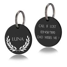 1PC Custom Dog Tag, Personalized Dog Name Tag, Pet Tag, Pet ID Tag, Round Cat Tag, Engraved Dog And Cat ID Tag On Front, Stainless Steel Dog Tag