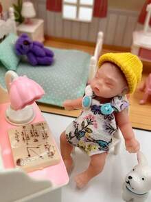 1个 3.15英寸 8厘米 重生迷你娃娃 全柔软硅胶女婴 手工制作 逼真可爱 彩绘新生儿玩具 生日礼物 - Silicone - 查看 6