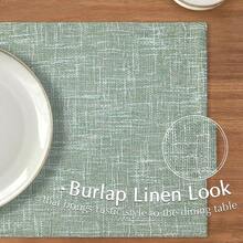 JINCHAN Linen Floral Fall Placemats Set Of 4 Cloth Table Mats Rustic Cottagecore Jacobean Outdoor Seasonal For Kitchen Dining Table Decor Non-Slip Washable Tablemats 13x19 Inch Green - 粗麻布 | 綠色 - 查看 4