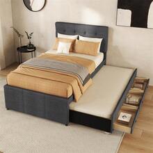 Bed Frames - Gray + Linen + 90cm*200cm - View 2
