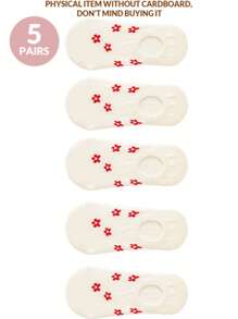 5/10 paires de chaussettes fines pour femmes au printemps et en été, chaussettes invisibles avec motifs de fruits de dessins animés, chaussettes basses blanches de type bateau, chaussettes à bouche peu profonde, chaussettes fines d'été à bouche peu profonde et invisibles de type bateau, chaussettes courtes