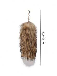 1 件毛茸茸的狐狸尾巴包饰物、多色毛绒尾巴包吊坠、可爱动物钥匙扣装饰、毛皮钥匙圈、万圣节超大狐狸尾巴钥匙扣（尾巴颜色可能有所不同，钥匙扣随机包含）