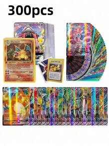 pokemon 300 pièces Pokémon, Cartes Pokémon, (Série V, Vmax, Cartes Rares GX), Cartes de jeux animés, Cadeaux pour fans d'anime, cadeaux de vacances pour adultes, fournitures de fête, accessoires de vacances, fournitures de fête d'anniversaire, cadeaux d'anniversaire, décoration artisanale. Cartes Pokémon rares [Imitation de haute qualité, très abordable et bon marché]