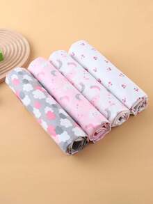 4 件婴儿法兰绒襁褓、新生儿毯子包裹、婴儿接收毯、婴儿印花襁褓毯包裹