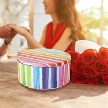 DXYNLZQ 3 Pack Cookie Tins, Round Baking Cake Gift Tins For Storing Patisseries, Puff Pastries Craft Supplies, Easter, Special Occasion And Holidays, Rainbow Pattern, 7" W X 3.2" H, Metal