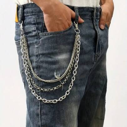 1pc Punk Vintage Thick Chain Multi-Layer Pants Chain, Metal Waist Chain Accessory Suitable For Men Summer, School Autumn-Winter Accessories Halloween Costume,Suitable For Teens, Youth,Men,Casual, Outdoor, Athletic, Vacation, Graduation Gifts, Birthday, Daily Wear