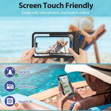 1 个防水手机袋，3D 设计，厚壳友好，透明塑料干燥袋，适用于 8 英寸智能手机，配有颈带，适合海滩、巡游和旅行，潜水手机干燥袋，防水手机袋，带触摸屏功能的防水手机袋，通用水下摄影防水袋，适用于各种智能手机。