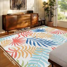 1pc Beautiful Bohemian Leaf Pattern Area Rug, Modern Washable Plush Soft Large Size Carpet For Living Room Bedroom Office, Tropical Palm Leaves Rug, Long Runner Entryway Indoor Mat, All Season Home Decor